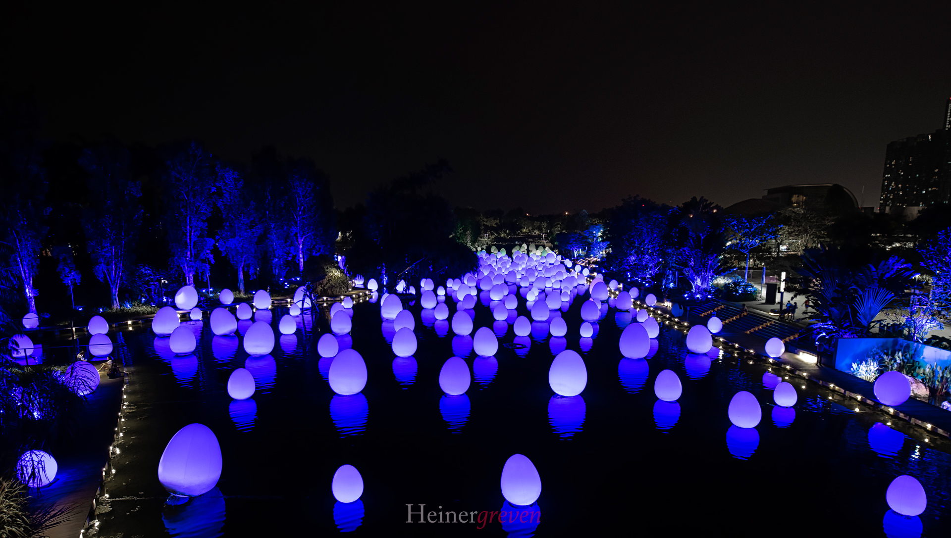 Lichtermeer Singapur blau