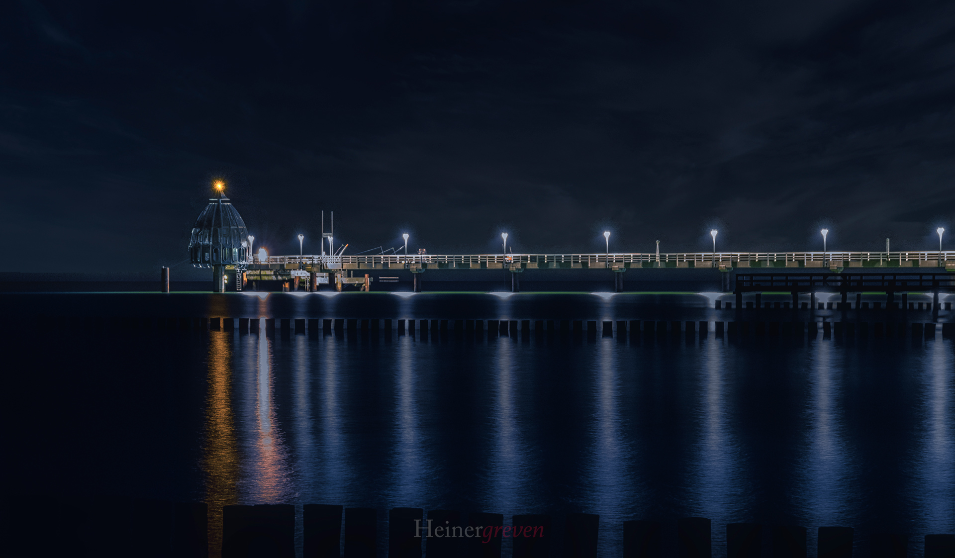 Zingst Brücke bei Nacht